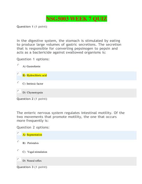 NSG5003 WEEK 7 QUIZ Browsegrades