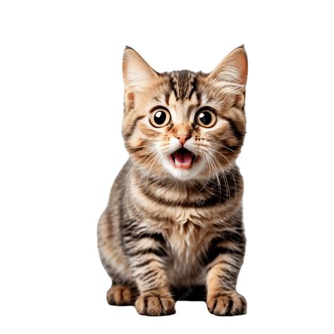 Cute British Shorthair Kitten Sitting On White Background, Cute British