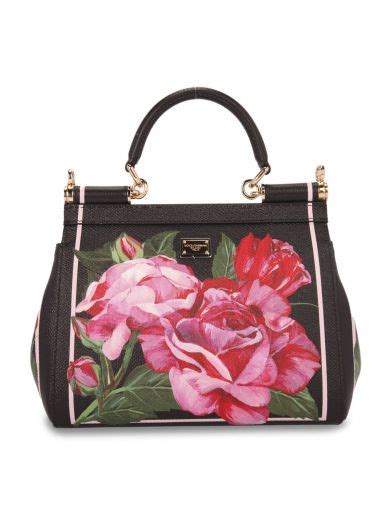 Dolce And Gabbana Small Sicily Bag In Printed Dauphine Leather In Black