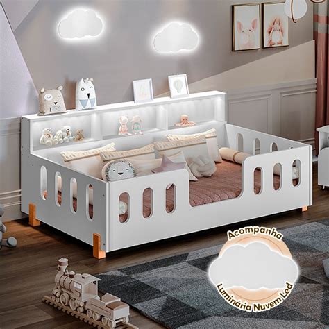 Cama de Criança Infantil de Criança Montessoriana Led Nina com Nicho ...