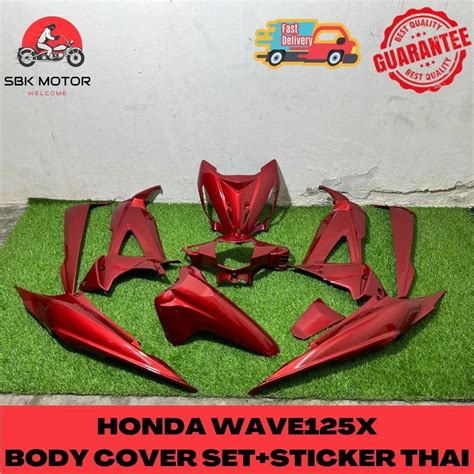 HLD HONDA WAVE125X ULTIMO BODY COVER SET ERED RED WITH STICKER THAI