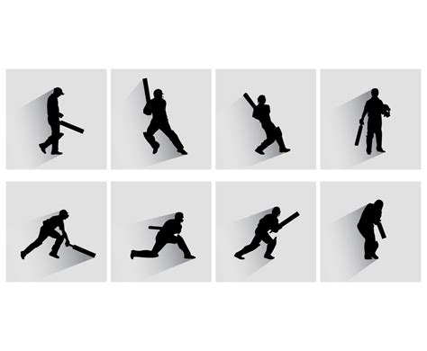 Cricket Player Silhouette Vectors Vector Art & Graphics | freevector.com