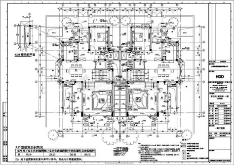 某地三层框架结构双拼别墅建筑施工图双拼别墅土木在线