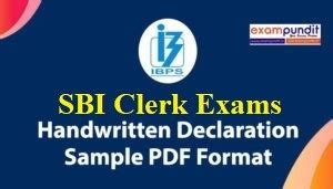 Handwritten Declaration for SBI Clerk 2021 | Sample Format PDF