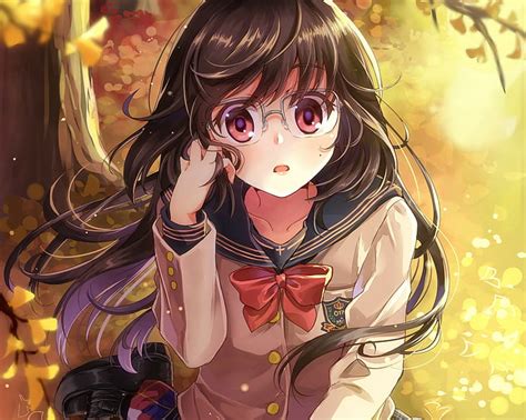 Hd Wallpaper Anime Anime Girls Long Hair Brunette Red Eyes