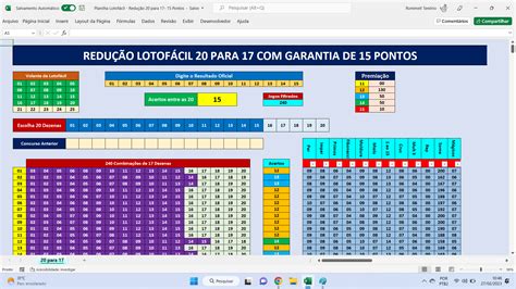 Planilha Lotinha Redução 23 para 19 Garantia de 15 Pontos