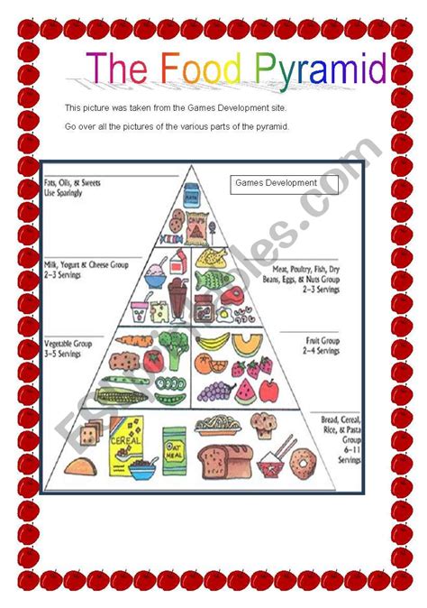 Food Pyramid Worksheet Kids