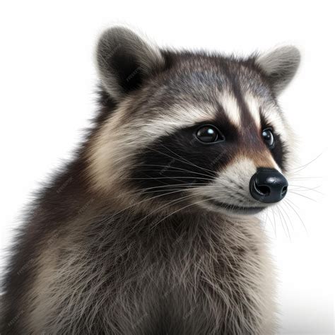 Premium Ai Image A Raccoon With A Black Nose And A White Background