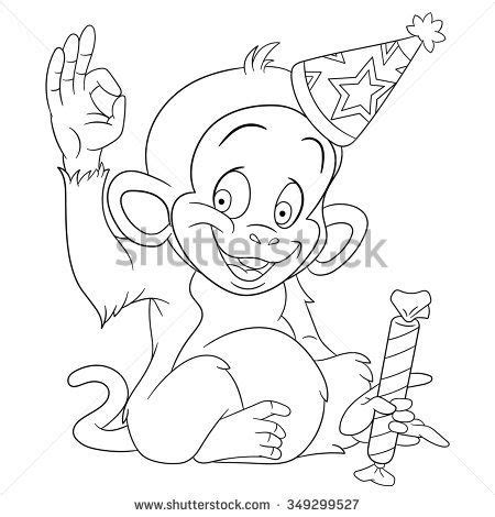 Cute Funny New Year Monkey Happy Stock Vector Royalty Free