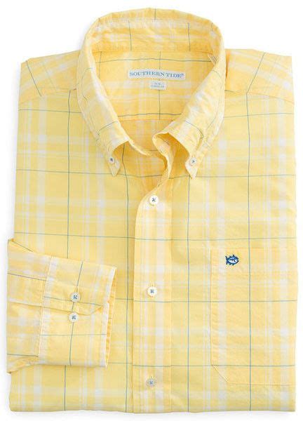 Windsail Plaid Classic Fit Sport Shirt In Sunshine Yellow By Southern