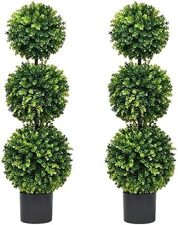 Amazon Luwener Ft Artificial Boxwood Topiary Tree In Pot Pack