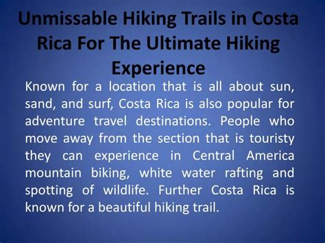 Ppt Unmissable Hiking Trails In Costa Rica For The Ultimate Hiking