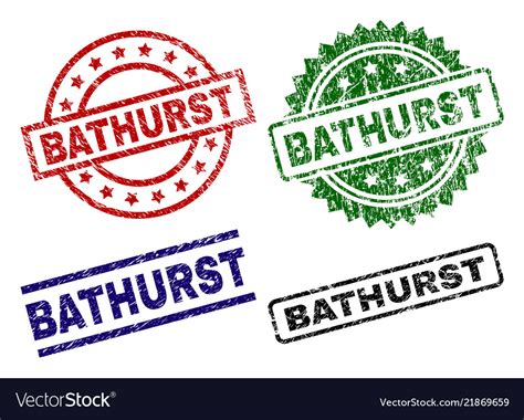 Damaged Textured Bathurst Stamp Seals Royalty Free Vector