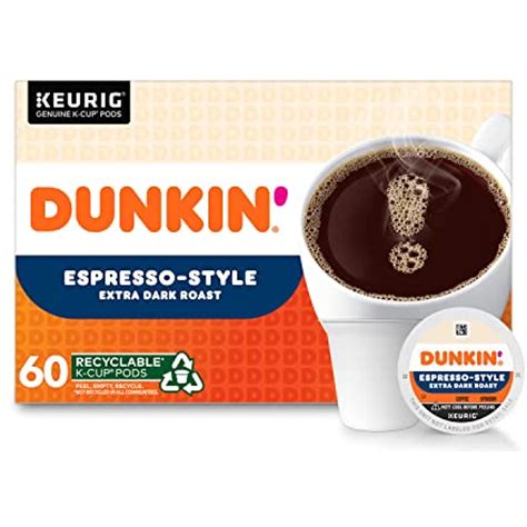 Dunkin Espresso Style Extra Dark Roast Coffee 60 Keurig K Cup Pods