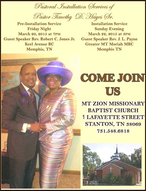 Pastoral Installation Mt Zion Missionary Baptist Church