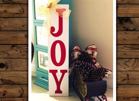 Joy Christmas Sign, Tall Standing Sign in Christmas colors