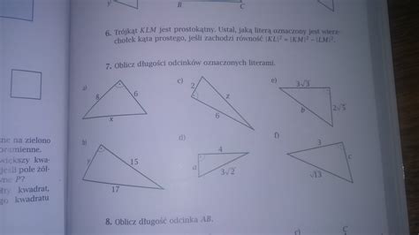 Oblicz D Ugo Ci Odcink W Oznaczonych Literami Twierdzeniem Pitagorasa