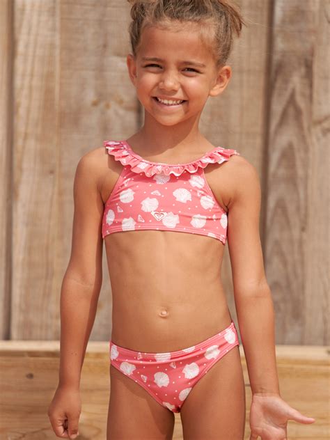 Teeny Everglow Crop Top Bikini Set For Girls 2 7 Roxy