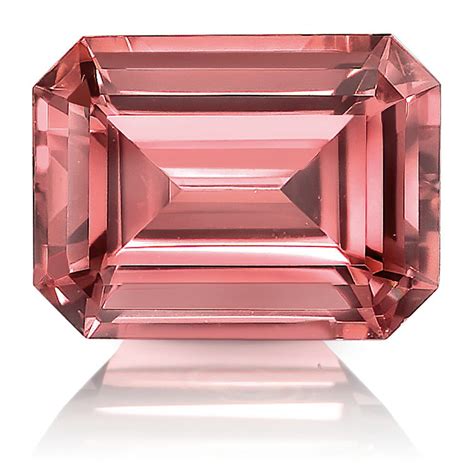 Emerald Cut Lab Grown Peach Pink Sapphire Loose Stone Emerald Peach