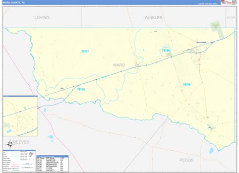 Ward County, TX Zip Code Wall Map Basic Style by MarketMAPS - MapSales