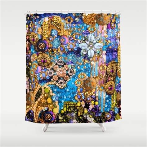 Gold Glitter Gems And Sparkles 68 Shower Curtain Curtains Blue