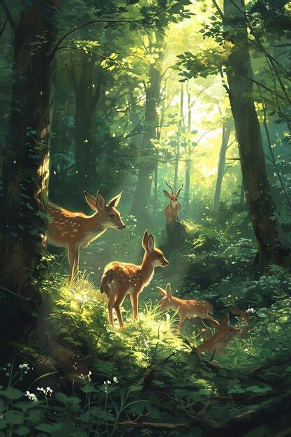 Premium Photo | Digital painting of a hidden forest glade