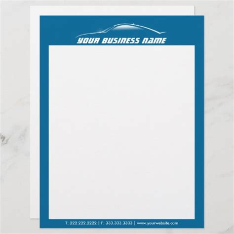 Cool Car Outline Automotive Business Letterhead Zazzle