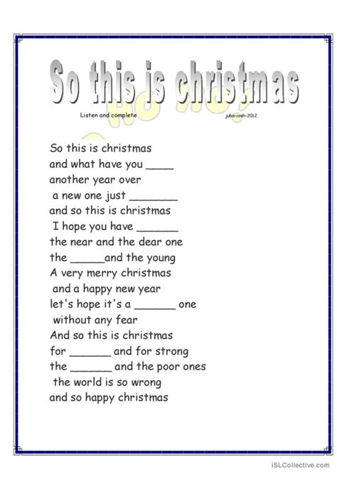 So this is christmas song and nurser…: English ESL worksheets pdf & doc