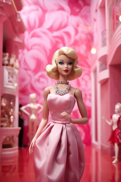 Mu Eca Barbie Con Vestido Rosa Foto Premium