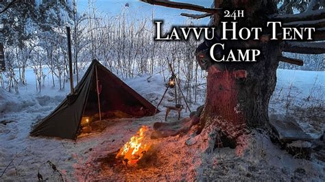 Lavvu Hot Tent Overnighter Under A Big Spruce Winter Camping Vintage