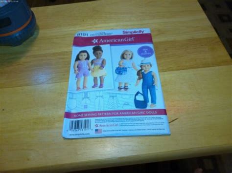 Doll Clothes Pattern Simplicity 8191 For 18 In American Girl Dolls And