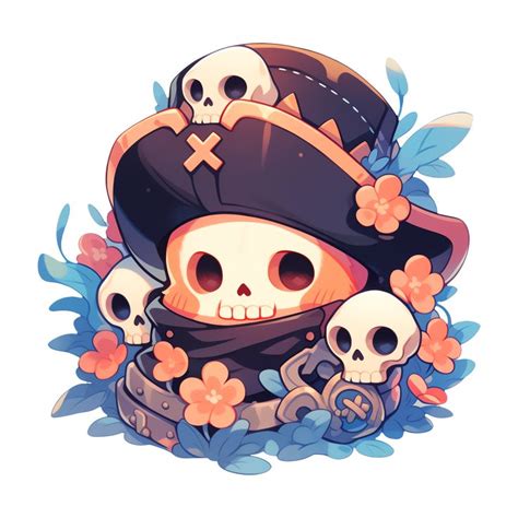 Cute Kawaii Halloween Skull Pirate Adventures Skulls And Jolly Rogers