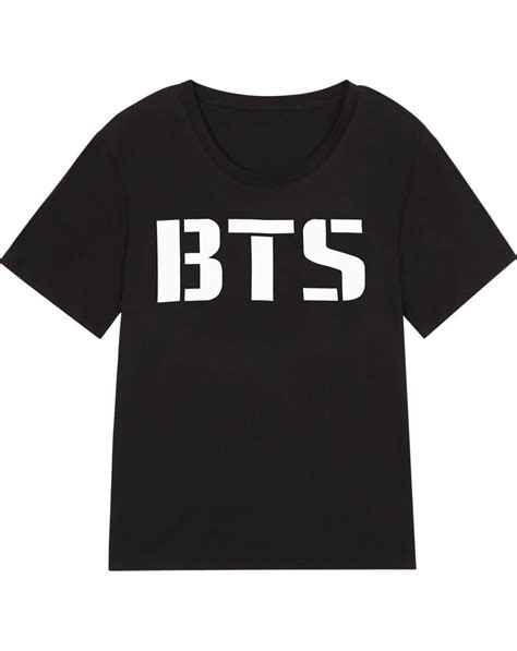 Camiseta Bts Manga Corta Negro Spanish Sheinsheinside