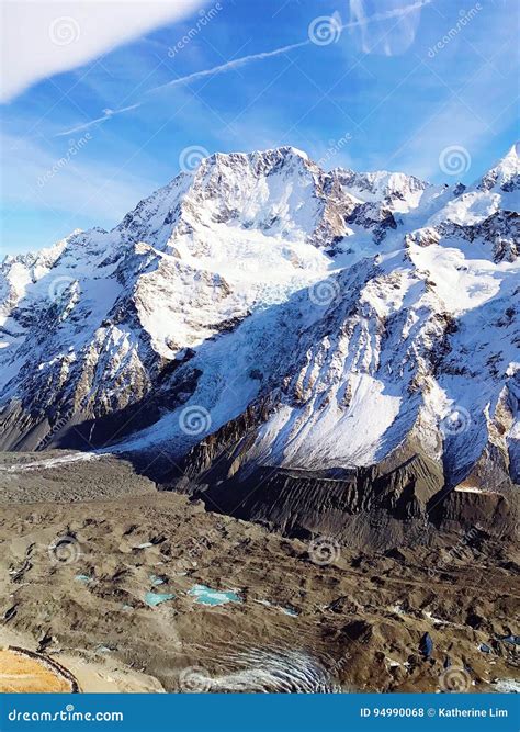 New Zealand Mt Cook -Glaciers.. Stock Photo - Image of skye, clouds ...