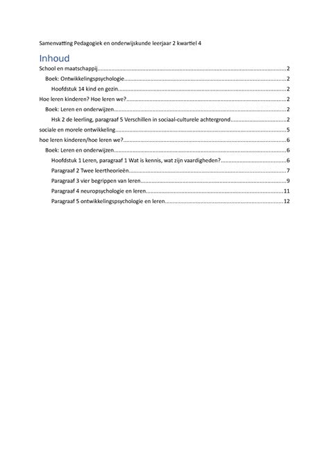 Samenvatting Pedagogiek En Onderwijskunde Leerjaar 2 Kwartiel 4