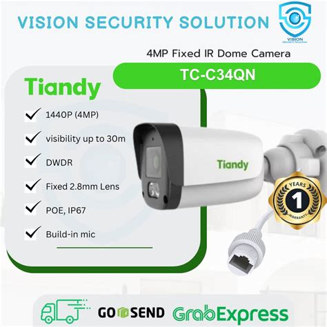 Jual Ip Camera Cctv Outdoor Tiandy Tc C Qn Mp Audio Poe Ir Shopee