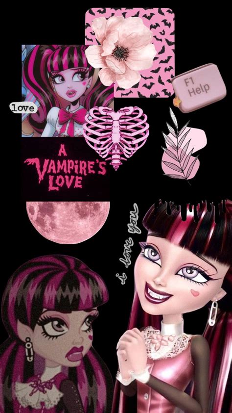 Draculaura Monsterhigh Aesthetic Pinkandblack Vampiric Moodboard