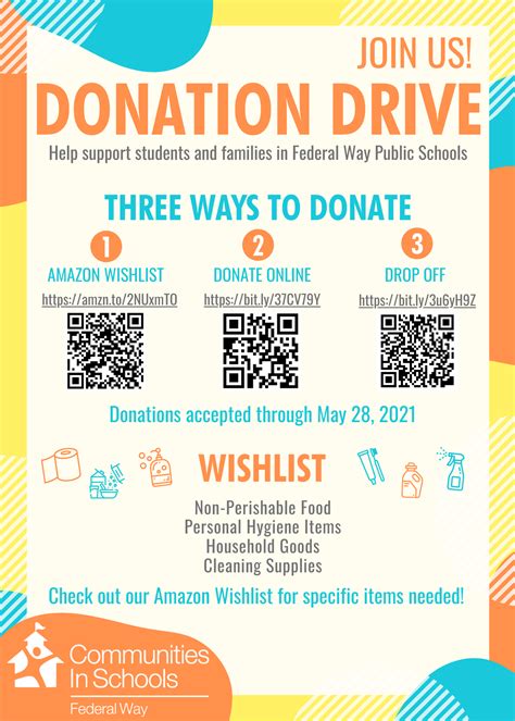 Donation Drive Communities In Schools Of Federal Way