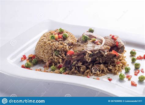 Rice With Duck With Peas With Onion And Chili Typical Peruvian Food