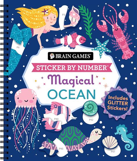 Brain Games Sticker By Number Magical Ocean Includes Glitter