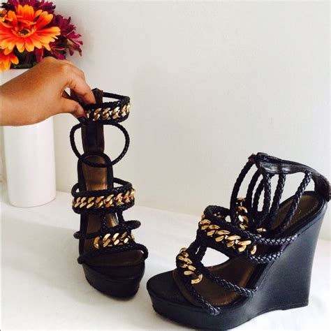 Cheryl Burke 🎉hp🎉black And Gold Cheryl Burke Wedges From Rosemichelle