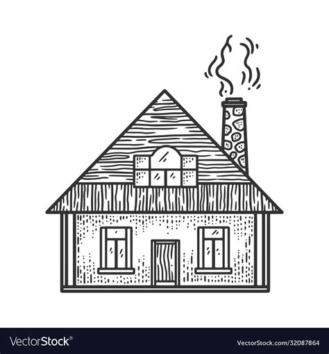 Rural small house sketch Royalty Free Vector Image