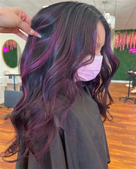 Black Hair Subtle Purple Highlights