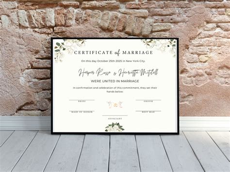 Editable Marriage Certificate Template Custom Certificate Of Marriage Printable Wedding