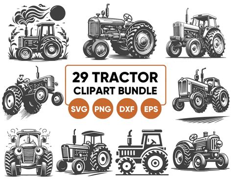 Farm Tractor Svg Bundle Tractor Clipart Set Farm Tractor Png Svg Png