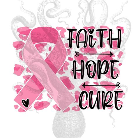 Faith Hope Cure PNG Pink Breast Cancer Awareness Ribbon Etsy