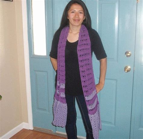 Purple Scarf Lavender Cotton Crocheted All Cotton One Of A Kind Lightweight Teacher T Flared