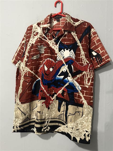 Vintage 2000s Y2K Spiderman Venom Bootleg Button Up S Gem