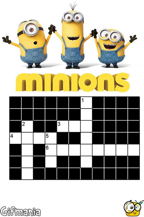 Minions Crossword Puzzle Activity Page