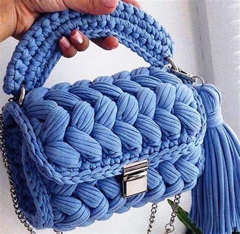 Trendy Hand Bag T Shirt Yarn Bag Handmade Knitted Bag Crochet Etsy Crochet Handbag Patterns